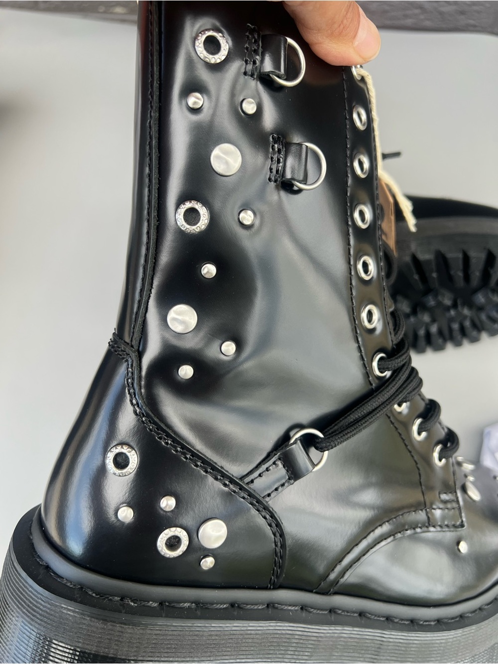 NWT Dr. Martens Jadon Hi Black Leather Platform Boots Sz Us 8M/9L - Picture 10 of 11